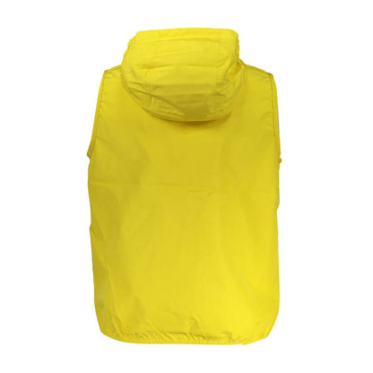 Back view of K-WAY Yellow Polyester Men Jacket with hood