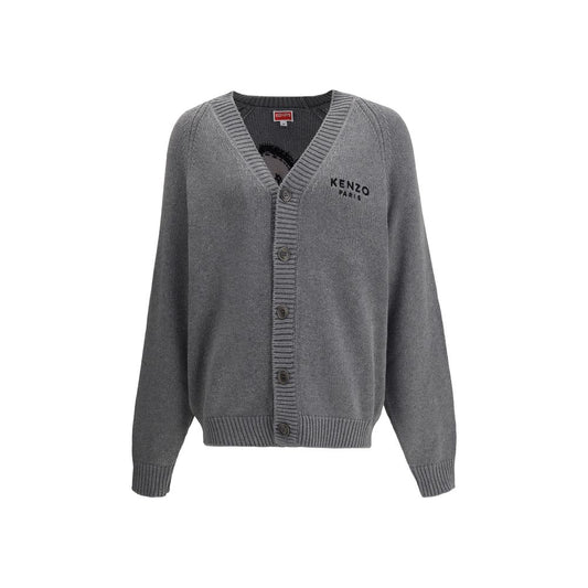 Kenzo Boke Flower Cardigan with V-neck, embroidered logo, and personalized buttons, combining traditional design with a modern fit.