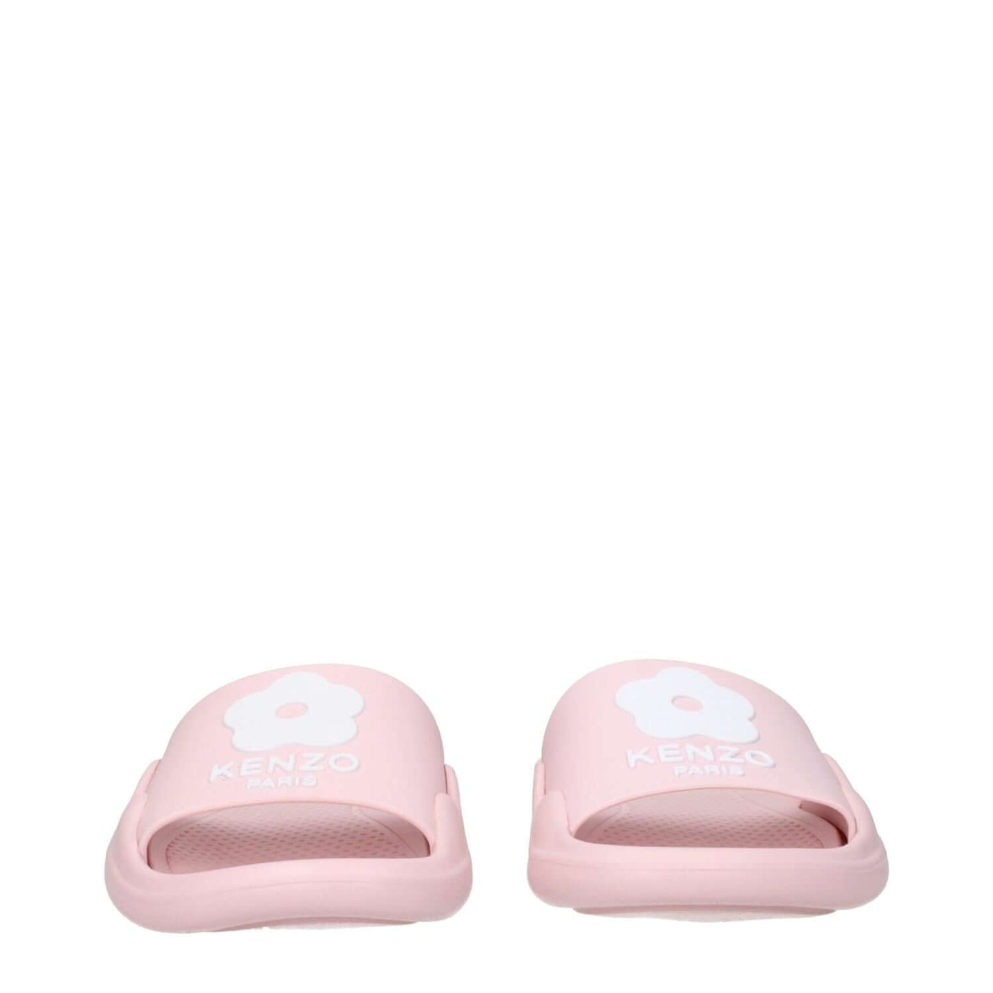 Kenzo Pink Cotton Slippers with front logo and open toe design, rubber sole for casual style.