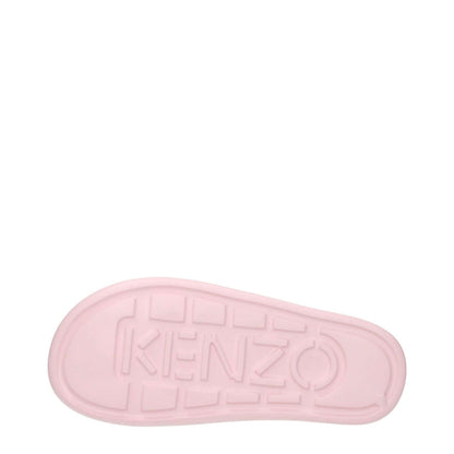 Kenzo Pink Cotton Slippers with rubber sole and front logo, open toe design, part of casual footwear collection, MPN FE52MU110P5134.