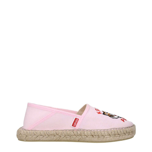 Kenzo Pink Fabric Espadrilles with front and side logo. Casual style, round toe, rubber sole, flat heel.