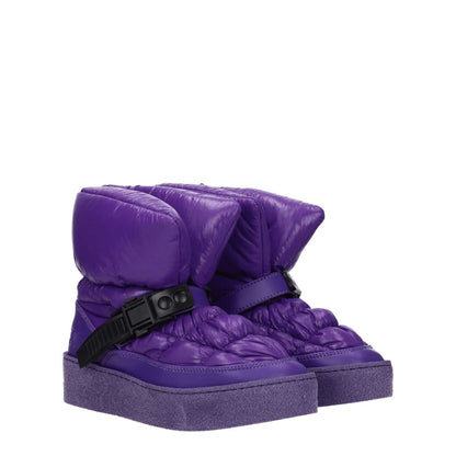 Khrisjoy Purple Polyester Ankle Boots with clips closure and rubber sole, featuring a back logo and a 4 cm mid heel.