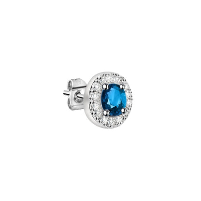 LA PETITE STORY JEWELRY Mod. LPS02ARQ15 blue gemstone earring with diamond accents.