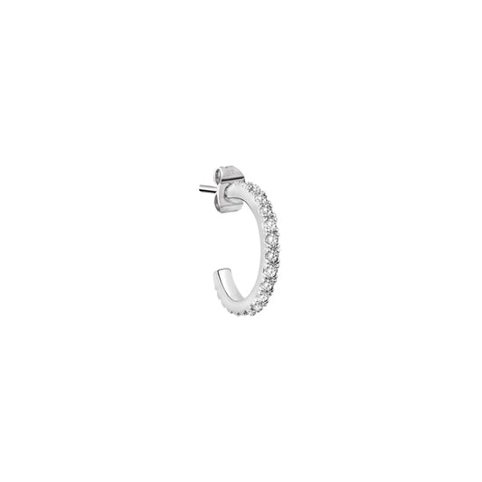 Single hoop earring with crystals from LA PETITE STORY JEWELRY Mod. LPS02ARQ25, side view on white background
