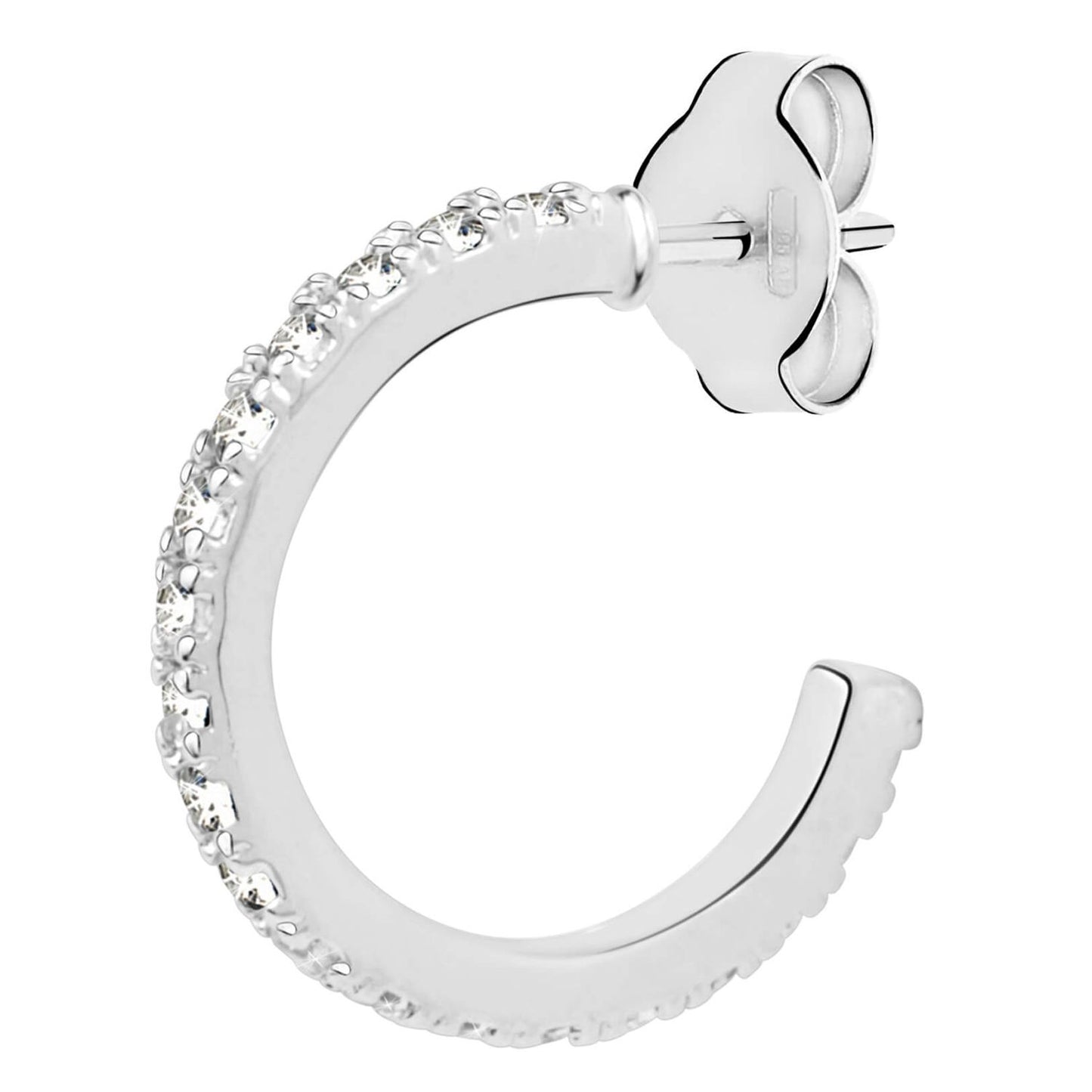 LA PETITE STORY JEWELRY Mod. LPS02ARQ25 silver hoop earring with crystals, side view