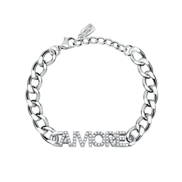 LA PETITE STORY JEWELRY Mod. LPS05ASD36 silver chain bracelet with "AMORE" inscription.
