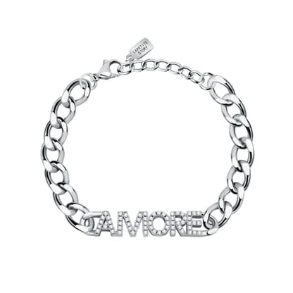 LA PETITE STORY JEWELRY Mod. LPS05ASD36 silver chain bracelet with "AMORE" inscription.