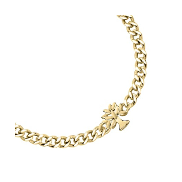 Gold chain necklace with floral charm LA PETITE STORY JEWELRY Mod. LPS05ASF58 displayed against a white background.