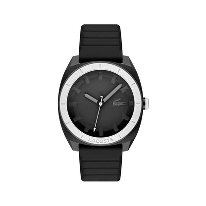 LACOSTE Mod. 2011259 black bracelet quartz analog men's watch with mineral dial in official packaging, 5 ATM water resistant.
