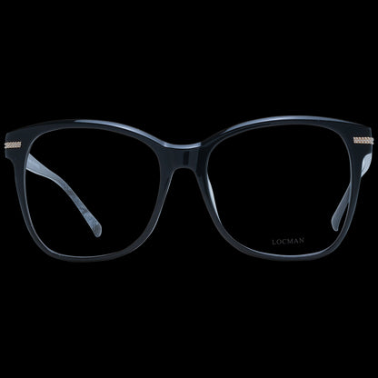 LOCMAN MOD. LOCV018 57BLK lady's eyeglasses in black frame on black background