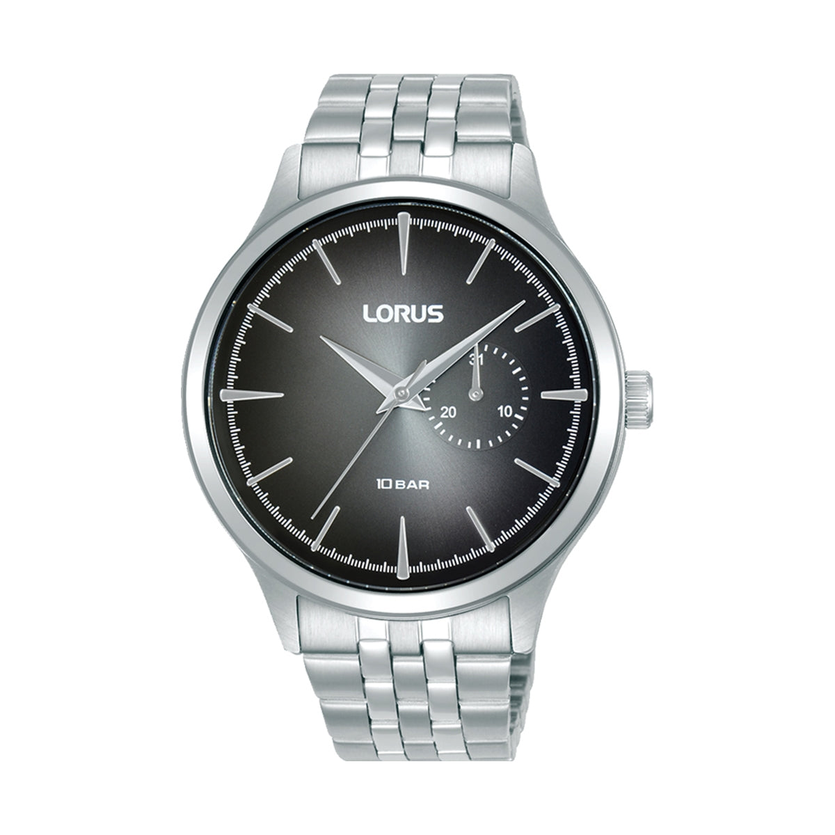 LORUS WATCHES Mod. R5B01AX9 featuring a sleek stainless steel design and classic black dial, ideal for everyday wear.