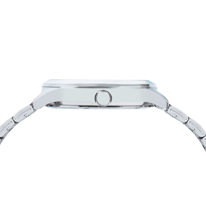 Side view of LORUS WATCHES Mod. R5B05AX9 showcasing sleek design and metallic band.