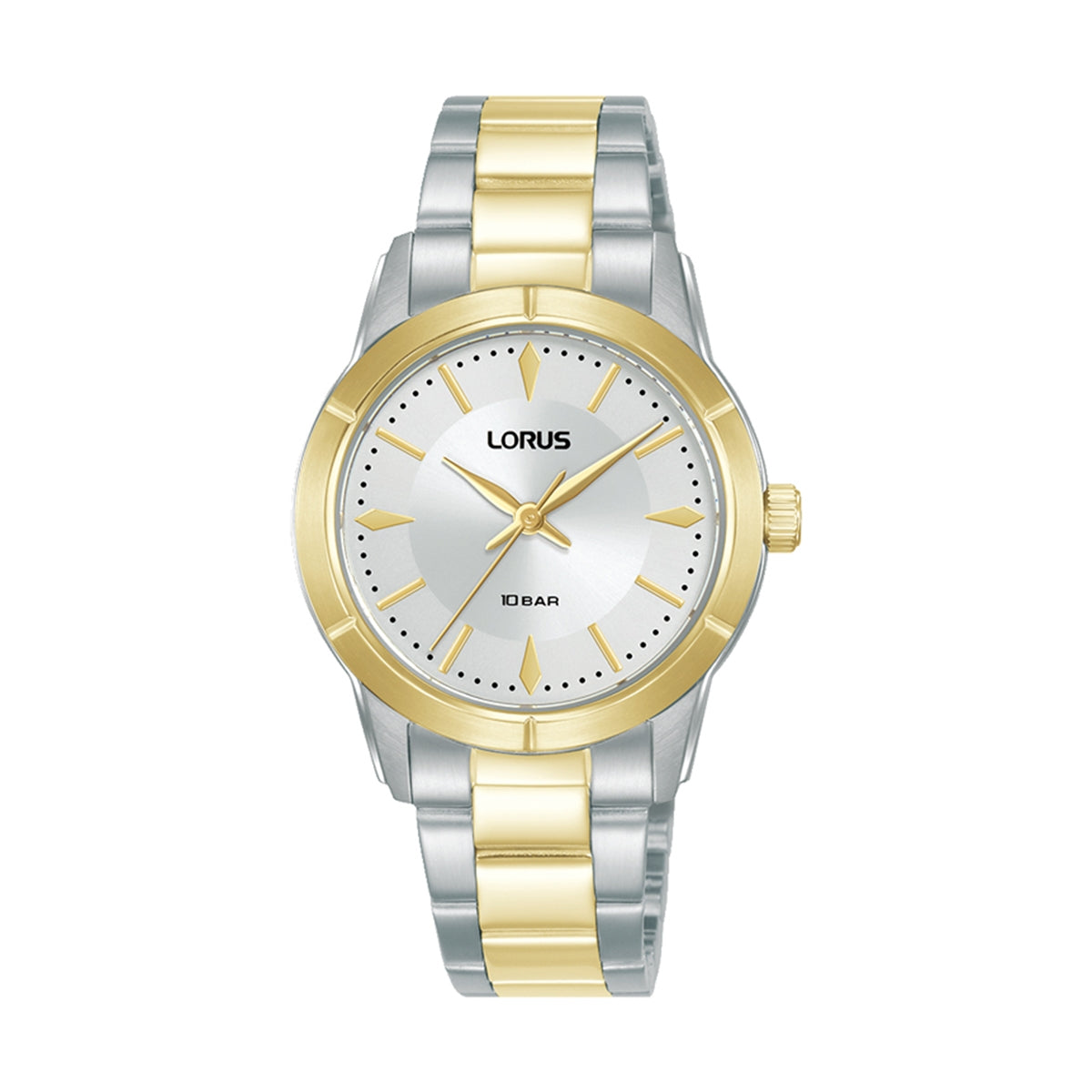 LORUS WATCHES Mod. RG228YX9 two-tone wristwatch with silver and gold design, perfect for elegant and stylish occasions.