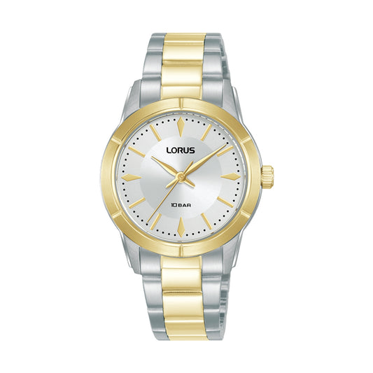 LORUS WATCHES Mod. RG228YX9 two-tone wristwatch with silver and gold design, perfect for elegant and stylish occasions.