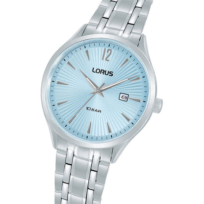 LORUS WATCHES Mod. RH991RX9 with silver band and light blue face, waterproof up to 10 bar, elegant design