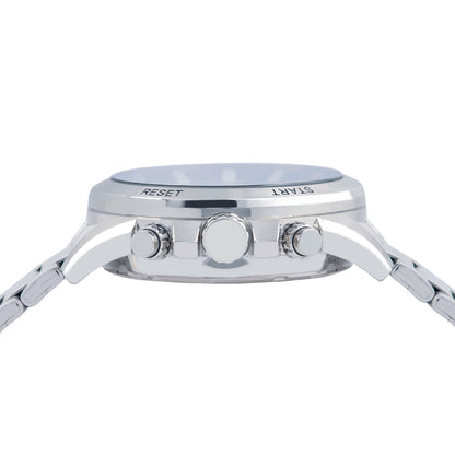 Side view of LORUS WATCHES Mod. RW667AX9 showcasing buttons and steel strap.