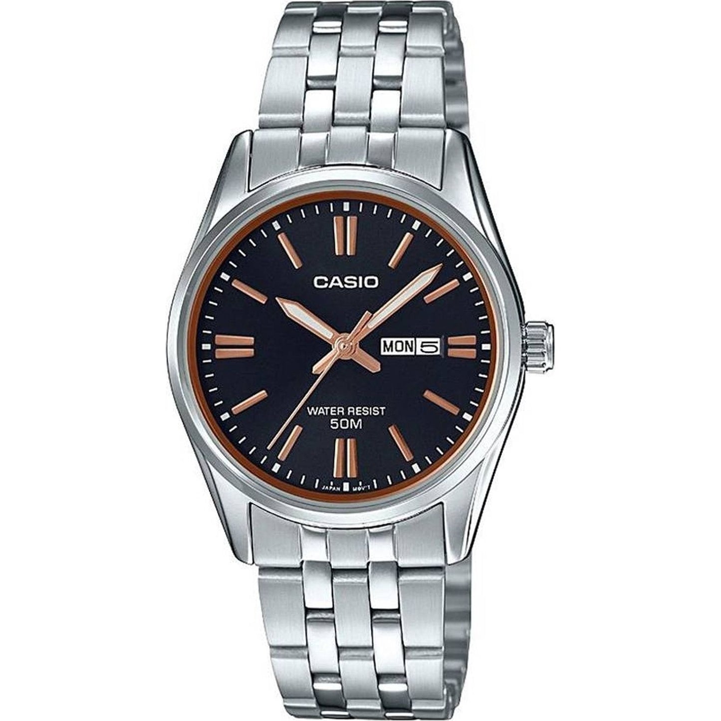 CASIO COLLECTION Mod. LADY DAY & DATE - BLACK. BRONZE INDEXES LTP-1335D-1A2VDF