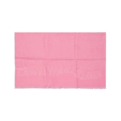 Lanvin Multicolor Silk Scarf with fringe, made of 63% silk and 37% wool, pink design, 70x180 cm, women's accessory, made in Italy.