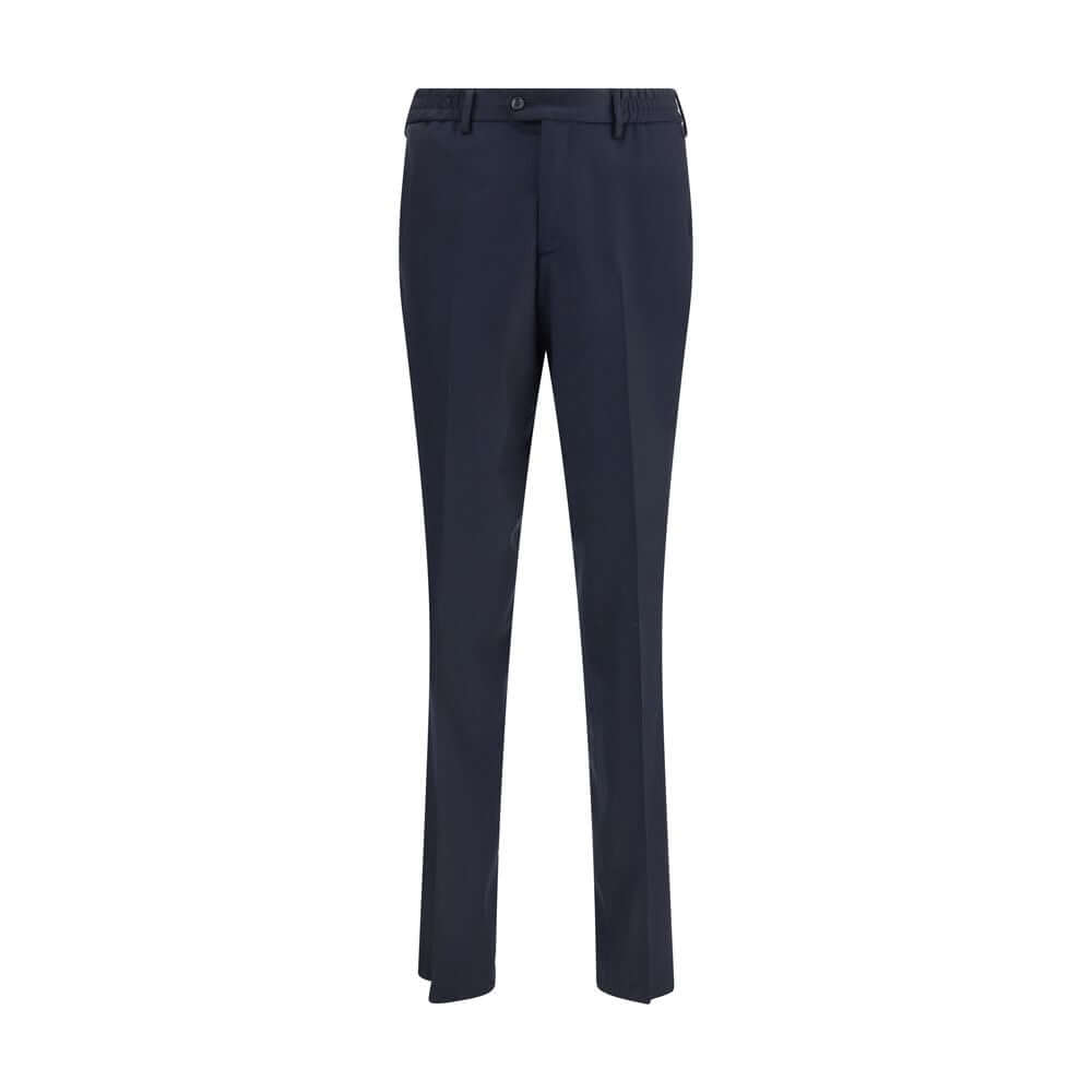 Lardini Blue Fleece Wool Chino Pants with elastic back waistband, belt loops, and elegant design for AW25 season.