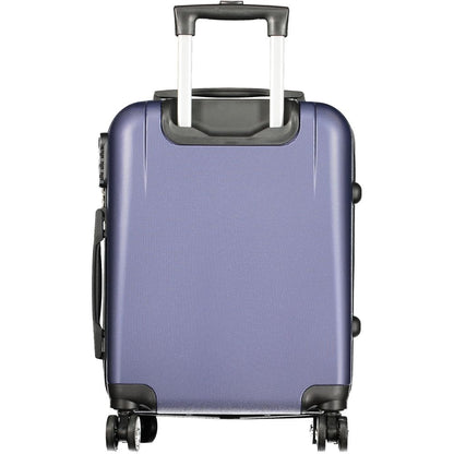 Laura Biagiotti Blue Polyethylene Luggage And Travel small trolley with handle, four wheels, zip closure, logo, and combination padlock.