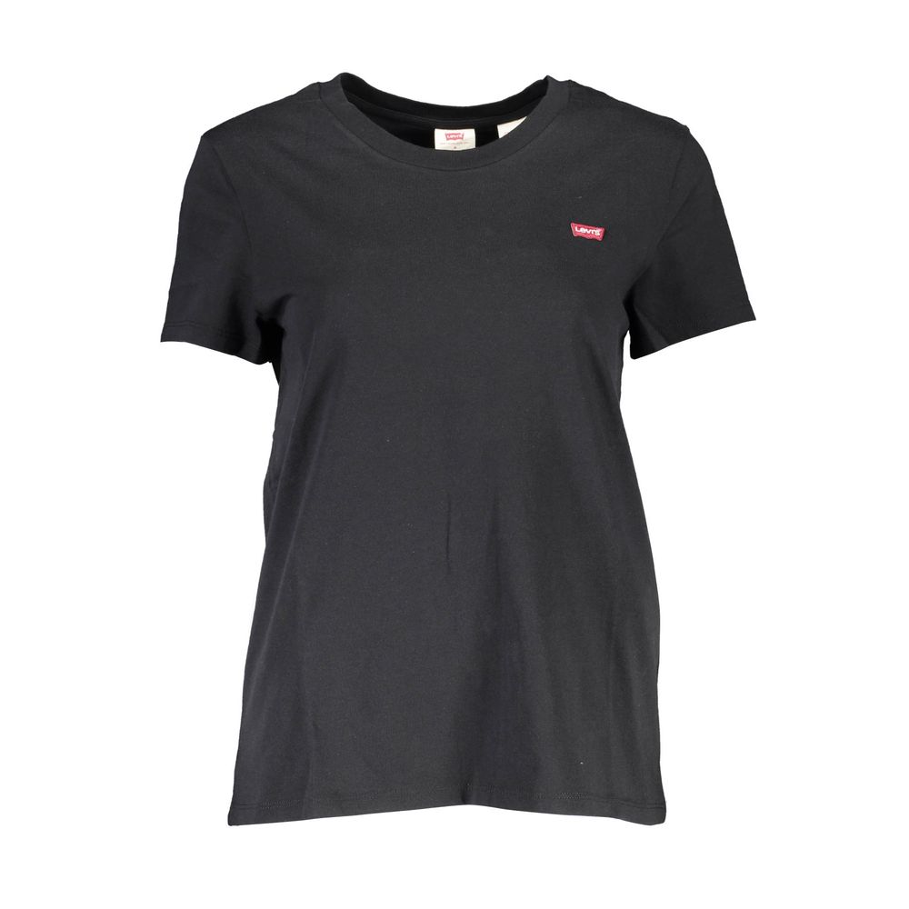 Levi's Black Cotton Women T-Shirt with iconic logo, round neck, short sleeves. Elevate your style with this chic and timeless tee.