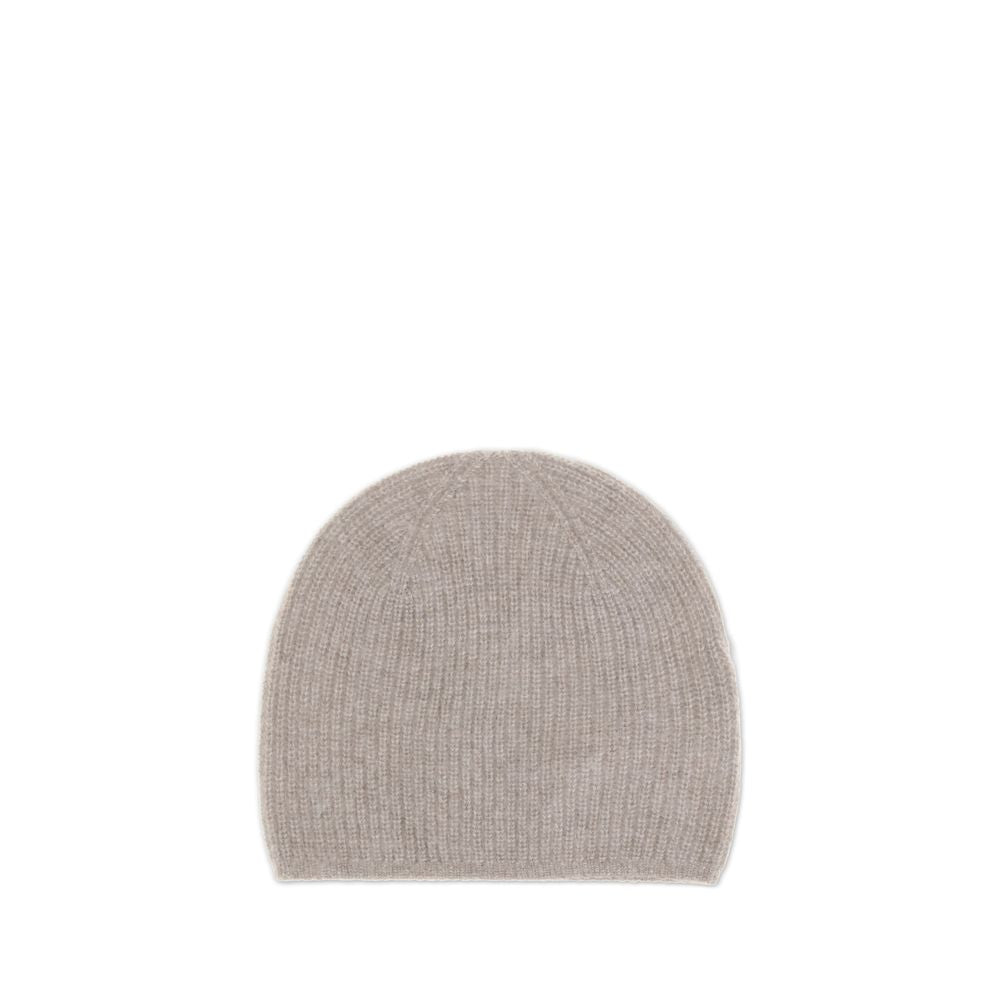 Loulou De Saison Beige Cashmere Beanie with ribbed texture, offering warmth and style for casual or sophisticated looks.