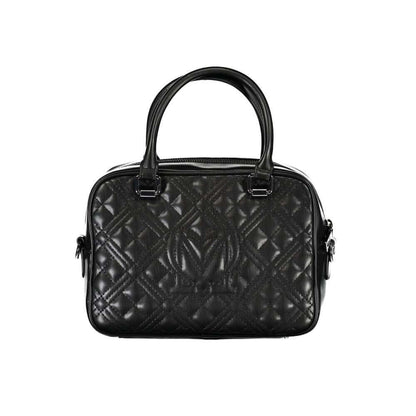 Love Moschino Black Polyethylene Handbag with handles and removable shoulder strap, featuring contrast details and zip closure.