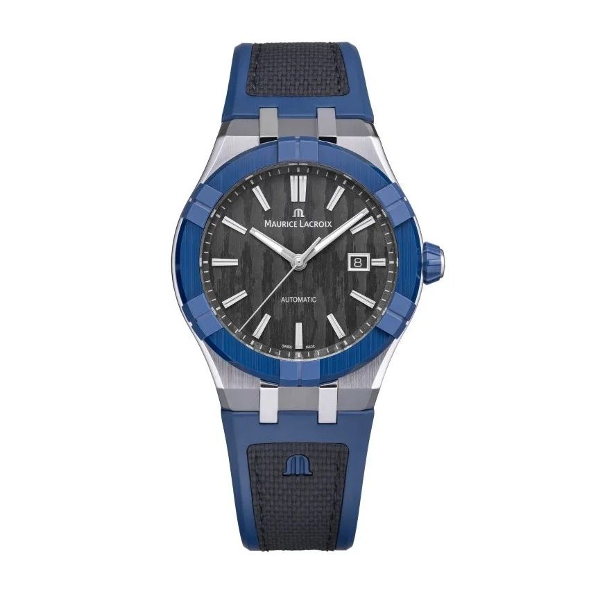 MAURICE LACROIX MOD. AC6008-SSL40-330-4 luxury watch with blue strap and sleek design