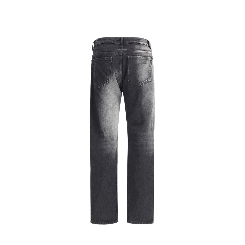 MM6 Black Cotton Straight-Leg Jeans