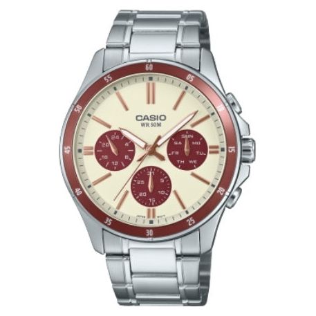 CASIO COLLECTION Mod. MULTIFUNCTION CALENDAR - CHAMPAGNE & BORDEAUX MTP-1374D-5A2VDF