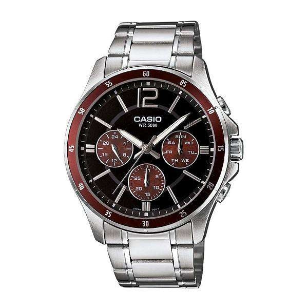 CASIO COLLECTION Mod. MULTIFUNCTION CALENDAR - BLACK & BORDEAUX MTP-1374D-5AVDF
