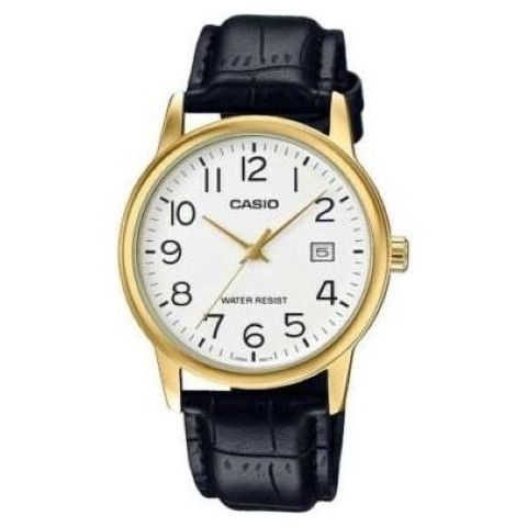 CASIO COLLECTION Mod. DATE GOLD. LEATHER - WHITE MTP-V002GL-7B2UDF