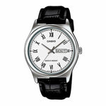 CASIO COLLECTION Mod. DAY DATE ROMANS. LEATHER - WHITE MTP-V006L-7BUDF