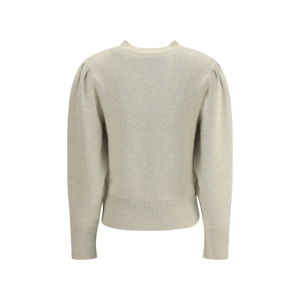 Marant Etoile Cream Cotton Sweatshirt with ribbed trims and pleated shoulders, back view of the Kelaya Sweater by Isabel Marant Étoile.