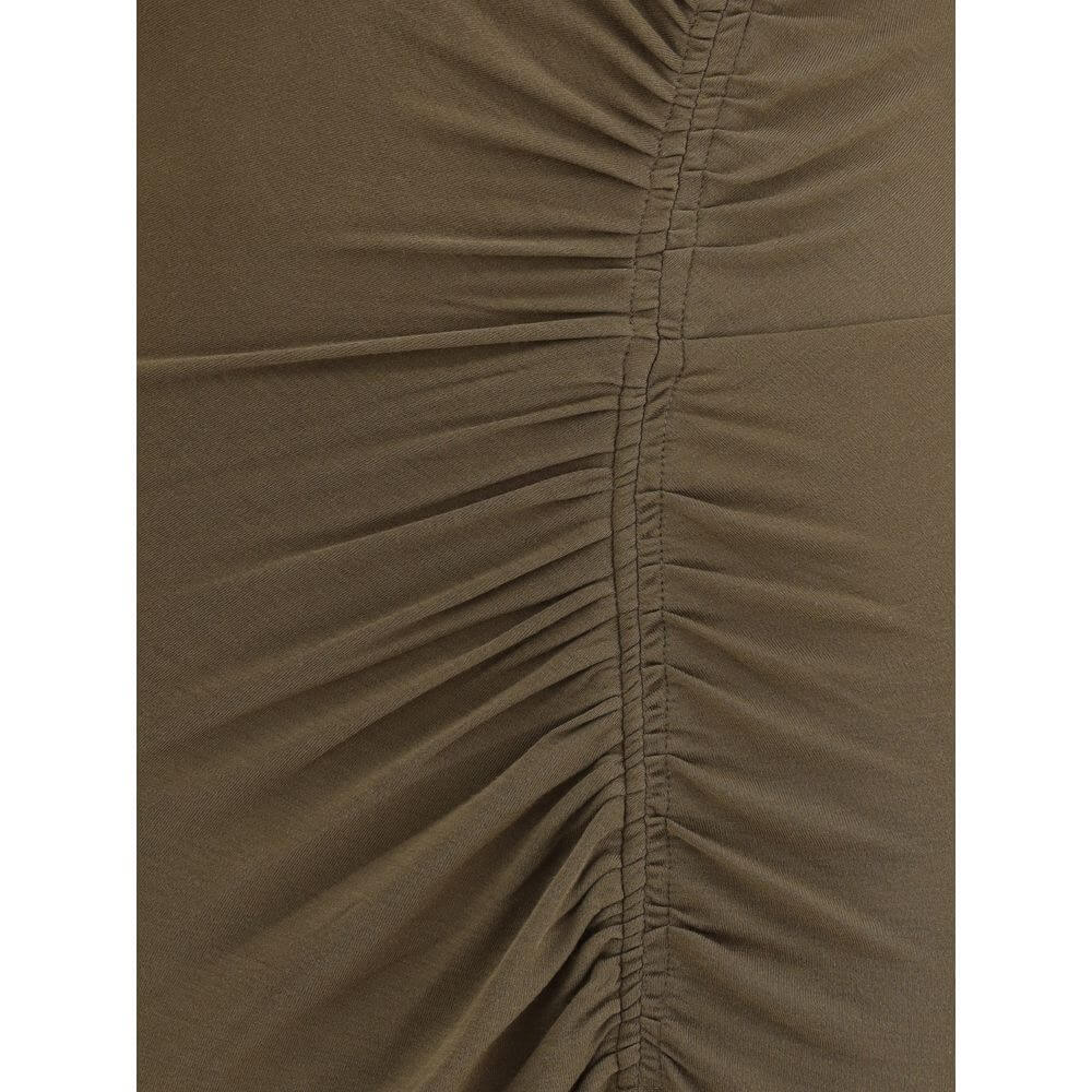 Detail of Marant Etoile Green Modal Casual Dress showing elegant draping and gathers, perfect for a chic autumn-winter look.