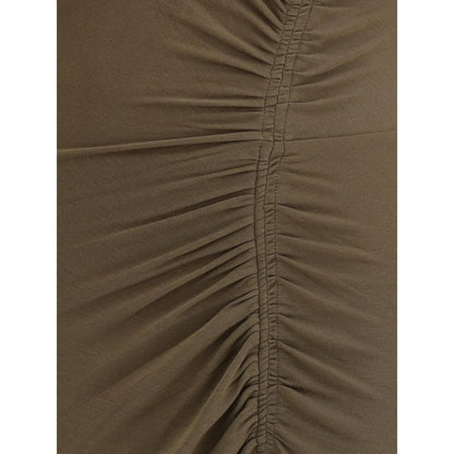 Detail of Marant Etoile Green Modal Casual Dress showing elegant draping and gathers, perfect for a chic autumn-winter look.