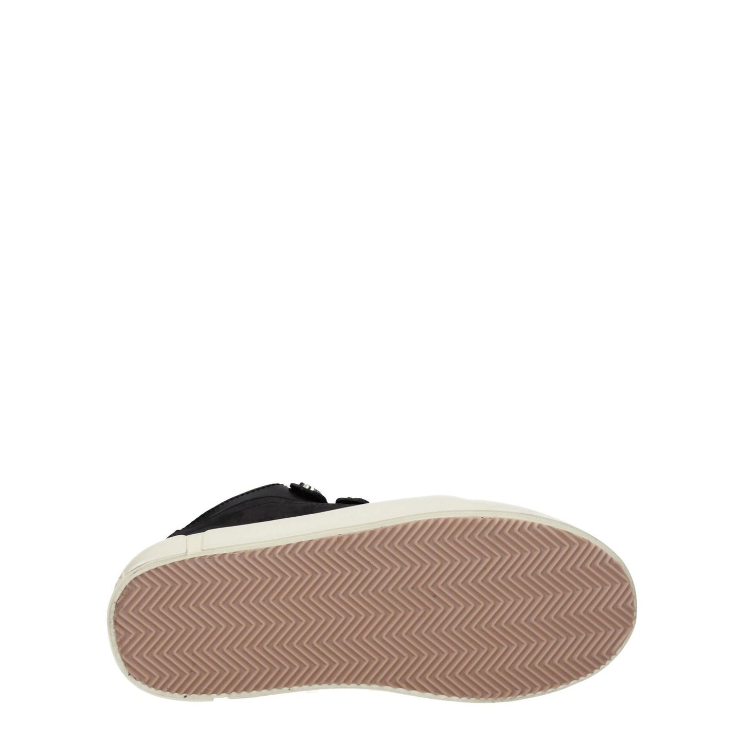 Marcelo Burlon Black Leather Low Top Sneakers with rubber sole, aged and vintage effect, showing bottom tread design.