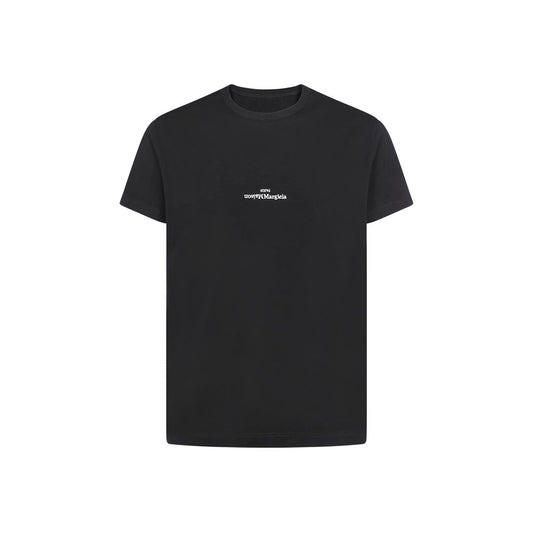 Margiela Black Cotton T-Shirt with ribbed crew neck and brand monogram for AW25 season.