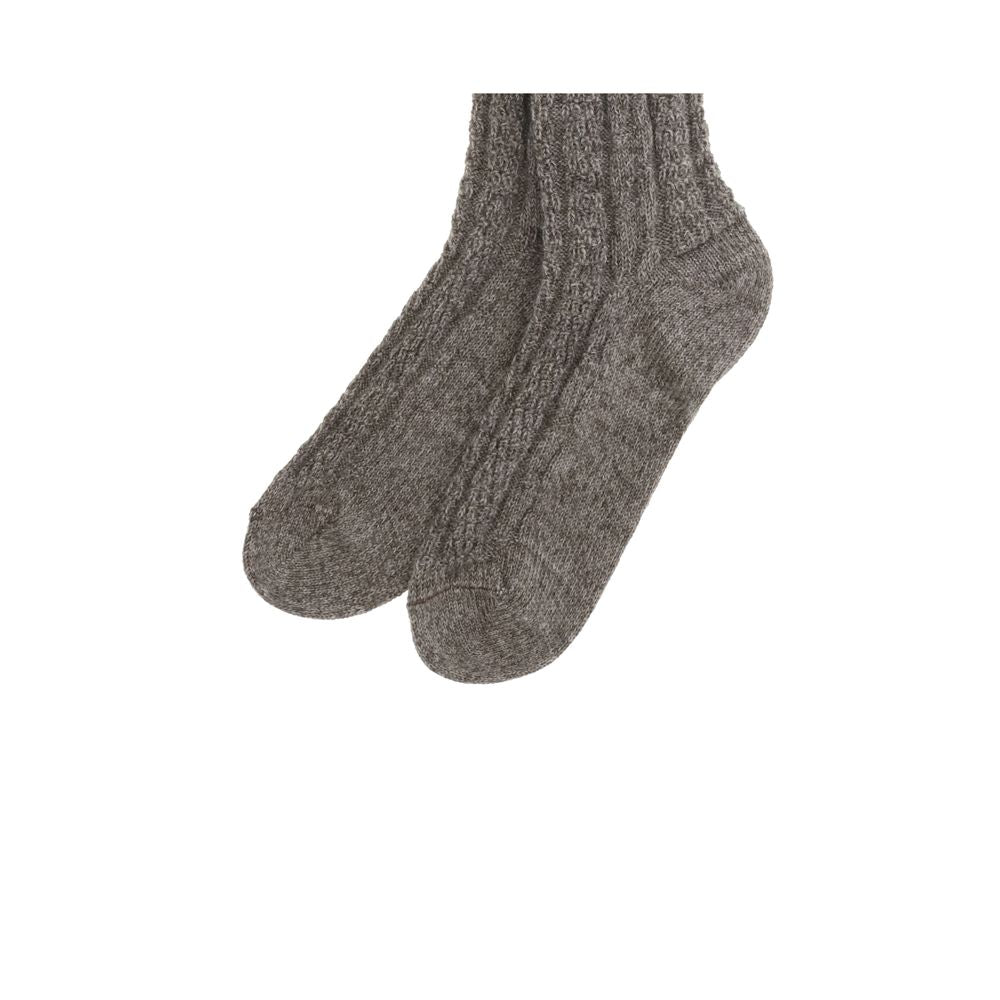 Alt Tag: Margiela Brown Wool Socks featuring ribbed design, crafted from high-quality virgin wool for warmth and comfort in winter.
