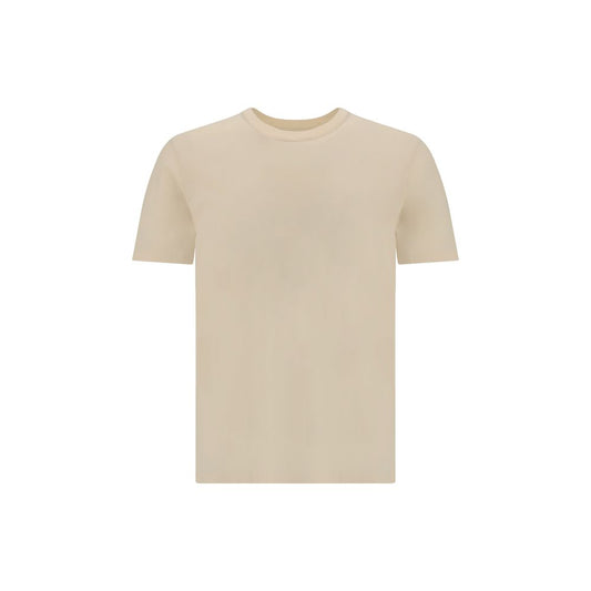 Margiela Multicolor Cotton T-Shirt featuring ribbed crew neck and monochrome pattern in beige, part of AW25 collection for versatile style.