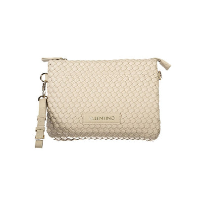 Mario Valentino Beige Polyethylene Women Handbag with dual shoulder handles and detachable strap