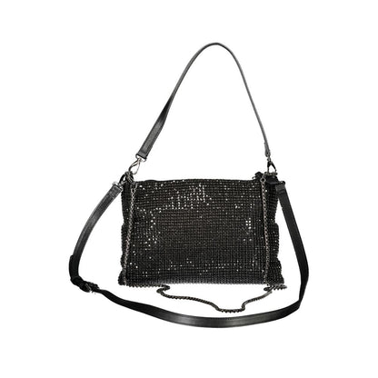 Mario Valentino Black Polyester Women Handbag with Rhinestone Details