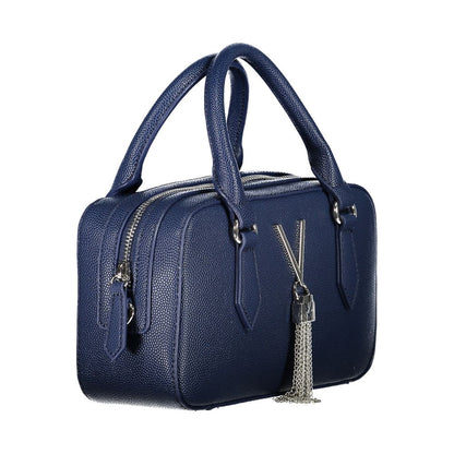 Mario Valentino Blue Polyethylene Women Handbag with elegant handles and glossy finish