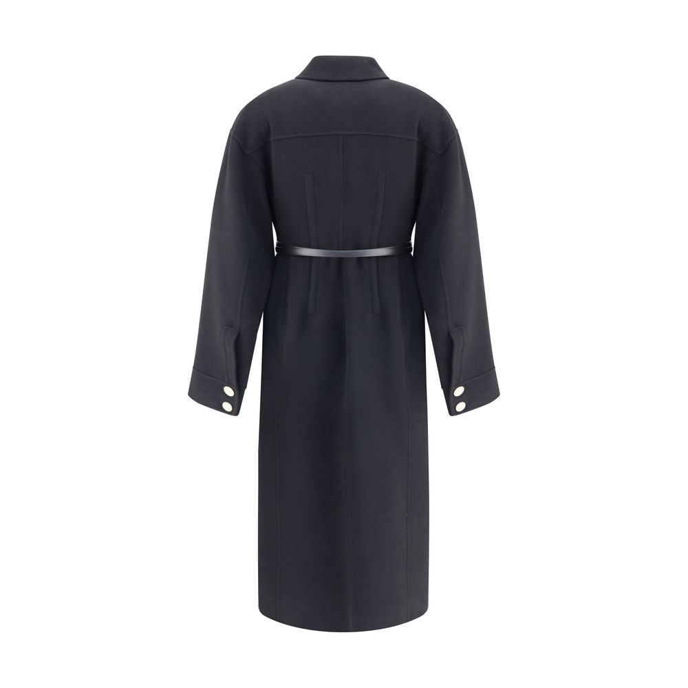 Max Mara Black Fleece Wool Coat