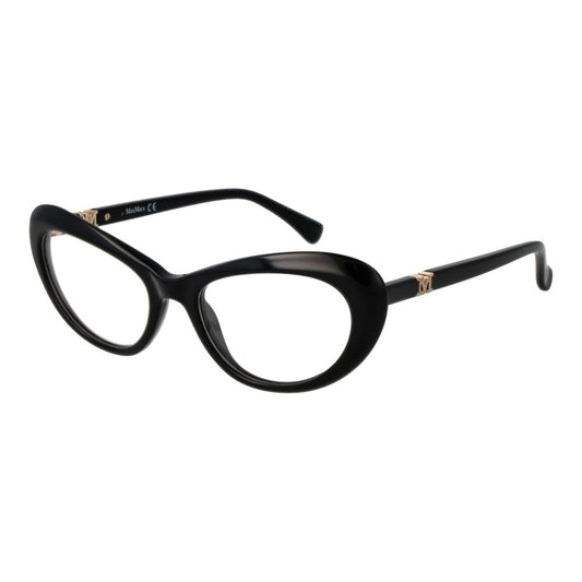 Max Mara Black Plastic Glasses (Frames), full-rim butterfly style, women's eyewear with demo lenses, includes branded case, no spring hinge.