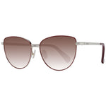 Max Mara Red Women Sunglass with red metal full-rim butterfly frame and gradient brown lenses, includes branded case for 100% UVA & UVB protection.
