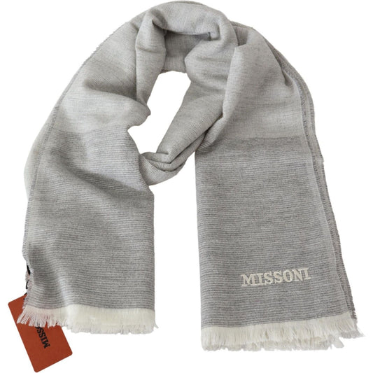 Missoni Elegant Beige Wool Scarf with Embroidery Detail Beige,Category-Accessories,Gender-Men,Material: 100% Wool,Men,Missoni,New with tags,Scarves - Men - Accessories,Subcategory-Scarves Missoni MS2006