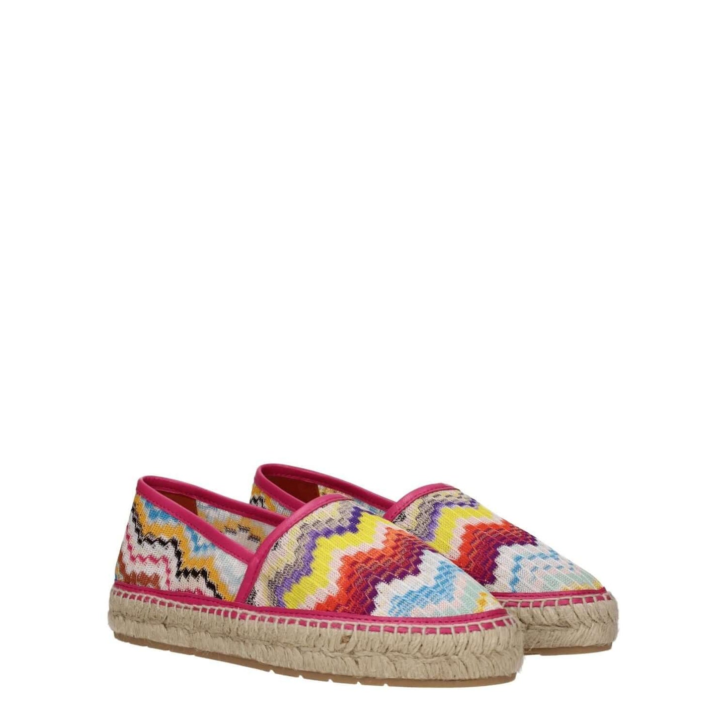 Missoni Multicolor Fabric Espadrilles with rubber sole and vintage style design featuring vibrant zigzag pattern.
