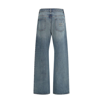 Miu Miu Blue Cotton Straight-Leg Jeans