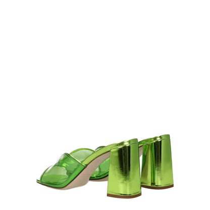 Miu Miu Green Plexiglass Platform Sandals with open toe and mid heels, featuring leather material and 8.5 cm heel height.